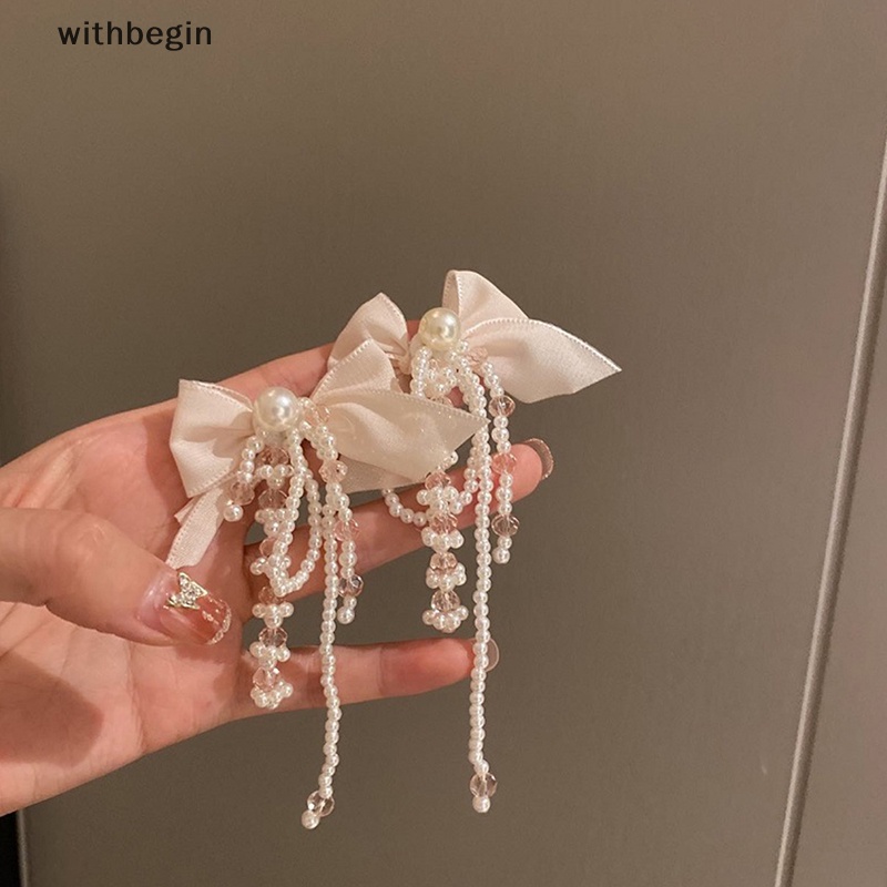 Bông Tai Mạ Bạc 925 Dáng Dài Đính Pha Lê / Ngọc Trai Thời Trang Sang Trọng