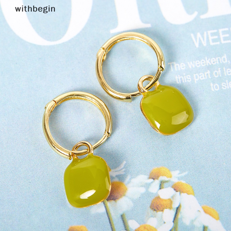 1 Đôi Bông Tai Hình Vuông / Trái Tim Phong Cách Pháp Cổ Điển Thời Trang Cho Nữ