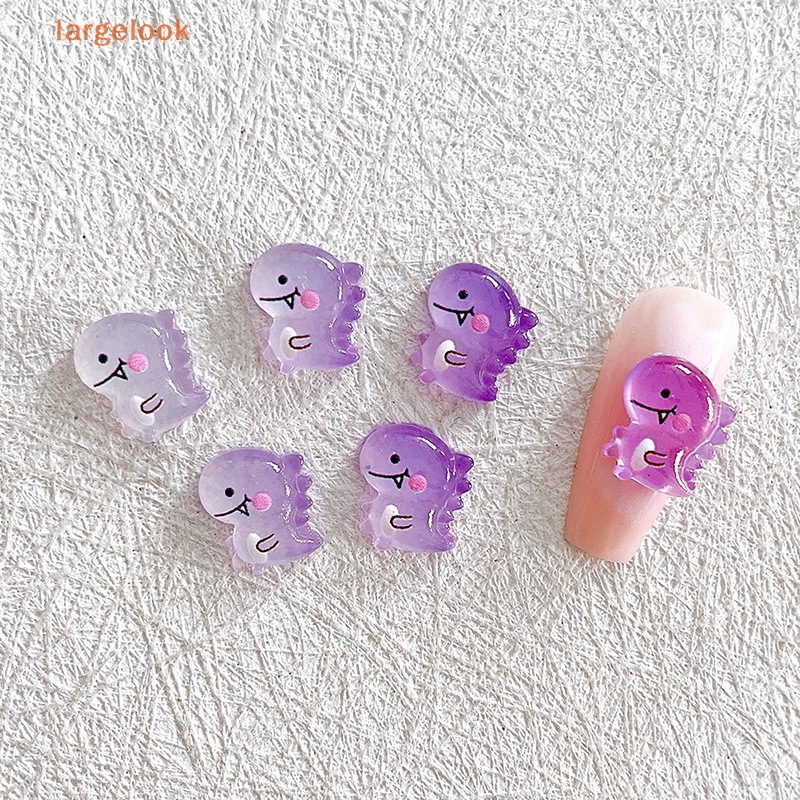 [Biglook] Set 10 Miếng Dán Trang Trí Móng Tay Nghệ Thuật Bằng Nhựa Resin Phát Quang Hình Khủng Long Dễ Thương DIY