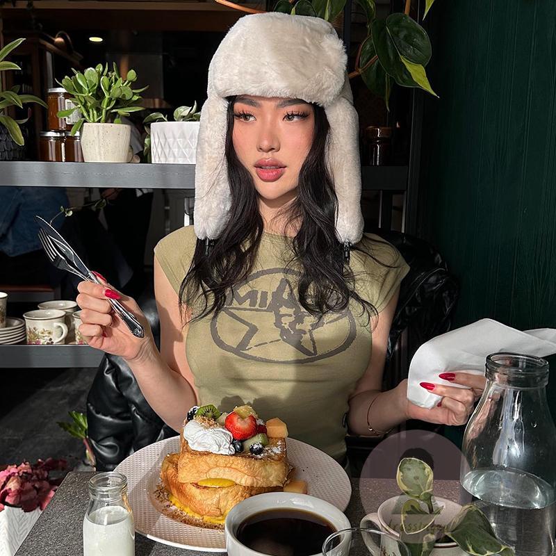 Áo Thun Sát Nách Cổ Tròn In Họa Tiết Phong Cách Đường Phố Cho Nữ