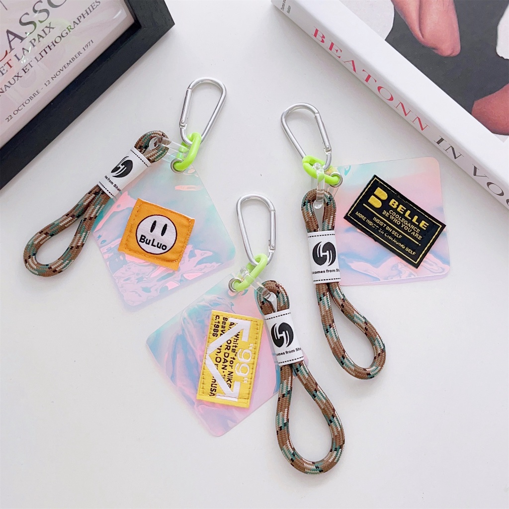 Ốp Điện Thoại Bằng nylon Họa Tiết Dễ Thương Có Ngăn Đựng Thẻ Kèm Dây Đeo Và Móc Khóa Cho iphone / airpods