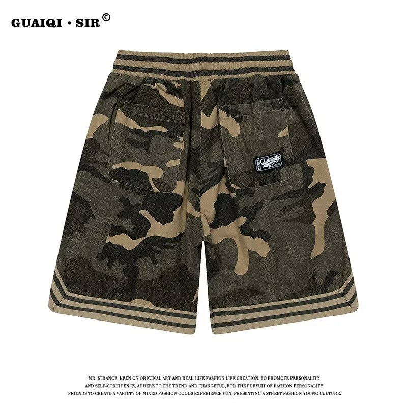 Quần Lửng Thể Thao Họa Tiết Rằn Ri Thêu Chữ Thời Trang Mùa Hè Cho Nam