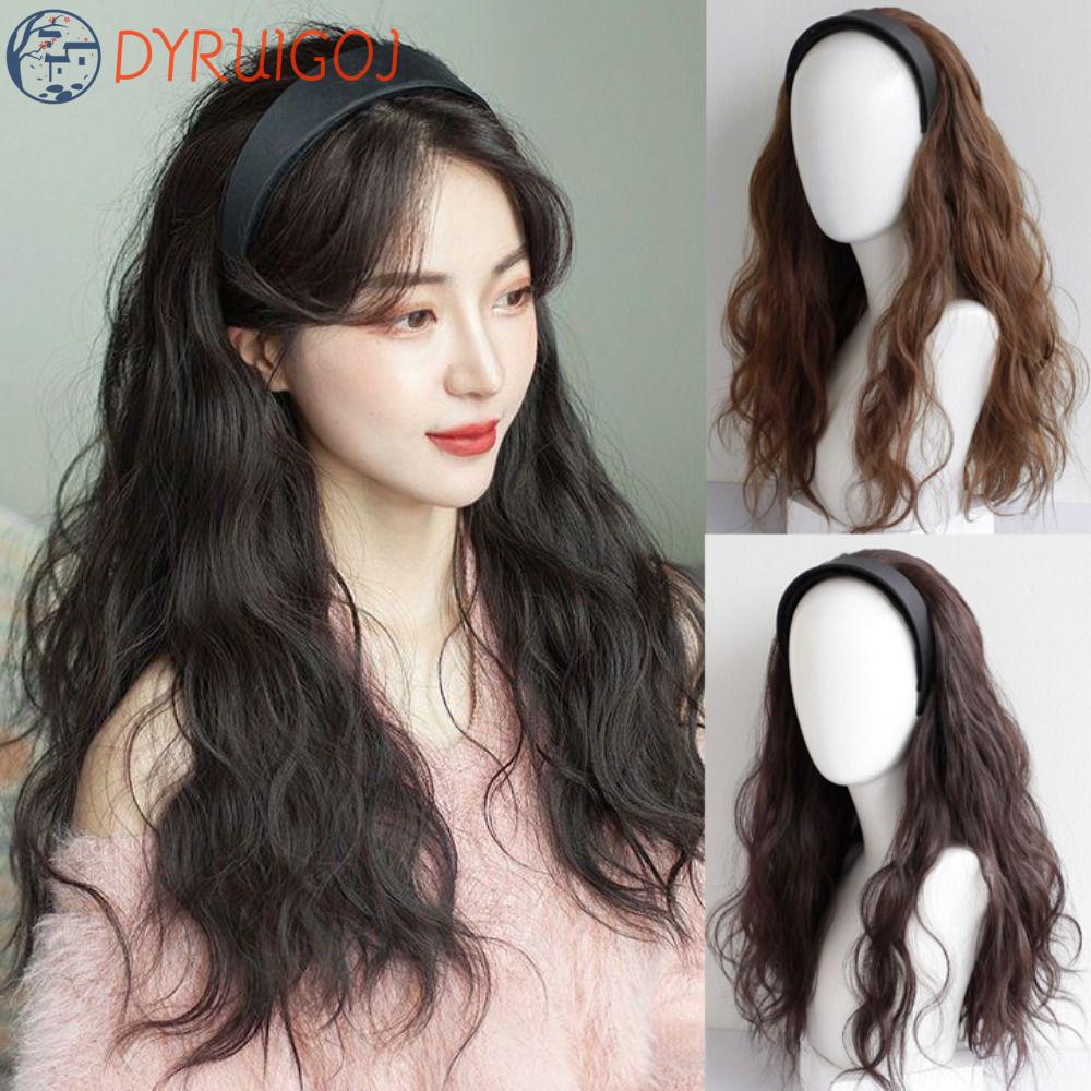 Tóc Giả Nửa Đầu Bằng Sợi Tổng Hợp Màu Nâu / Đen Cách Nhiệt Thời Trang Mùa Hè Cho Nữ