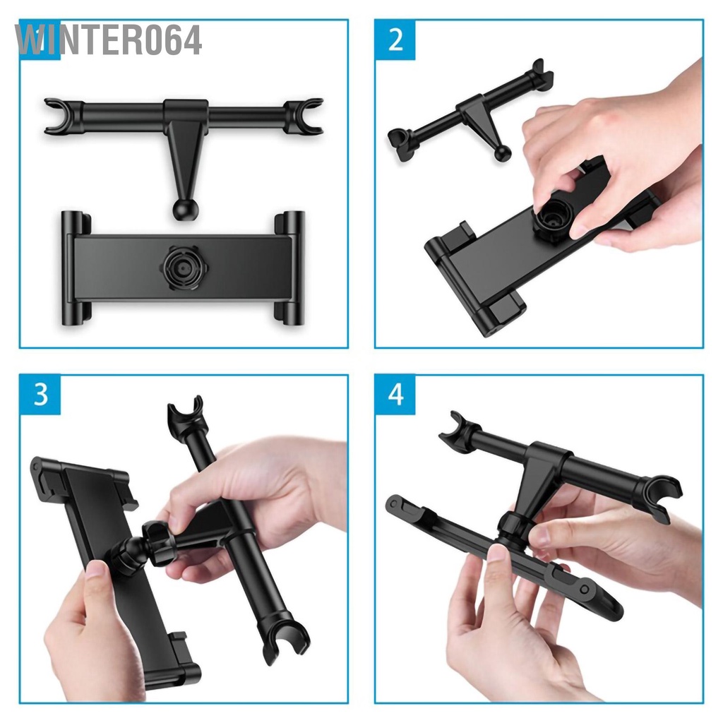 Winter064 Giá đỡ điện thoại trên xe hơi Máy tính bảng có thể kéo dài Có xoay tựa đầu đa năng ô tô