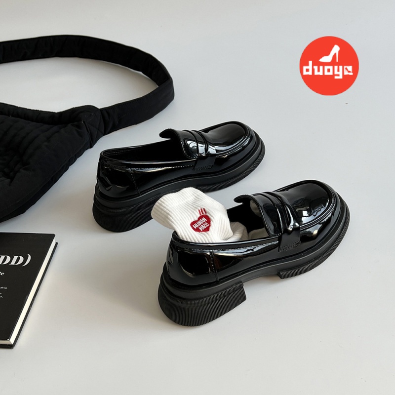 Giày Da Đế Mềm Dày Chống Trượt Chống Mài Mòn Phong Cách Anh Quốc Thời Trang Mùa Hè 2022 Cho Nữ Giày Lười Đầu [ABC] Miễn Phí Vận Chuyển