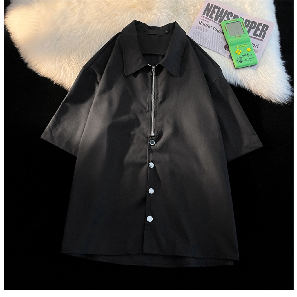 Áo Sơ Mi Tay Ngắn Dáng Rộng Phong Cách Đường Phố Thời Trang Mùa Hè Cho Nam