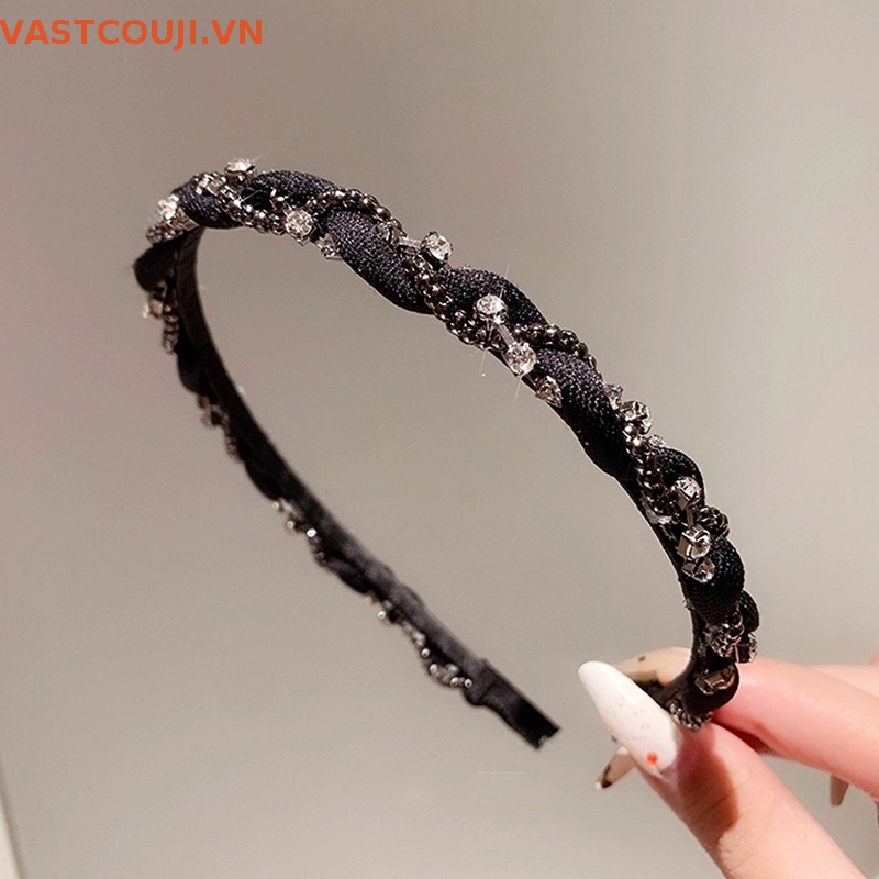 Băng Đô Nhung Bản Rộng Đính Đá Lấp Lánh Phong Cách VASTJI Cổ Điển Dành Cho Nữ