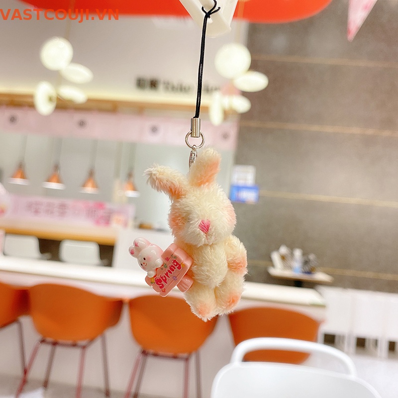 Móc Khóa Hình Thỏ Bông Gắn Điện Thoại Di Động DIY Sáng Tạo