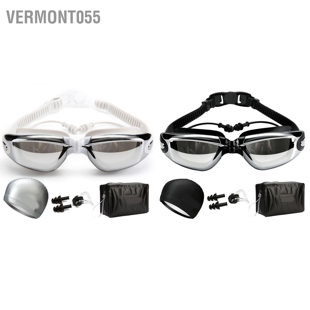 Vermont055 Bơi Tích Hợp Nút Tai Kính Kẹp Mũi Và Nón Unisex Chống Sương Mù Tia UV Thiết Bị Cho Lặn