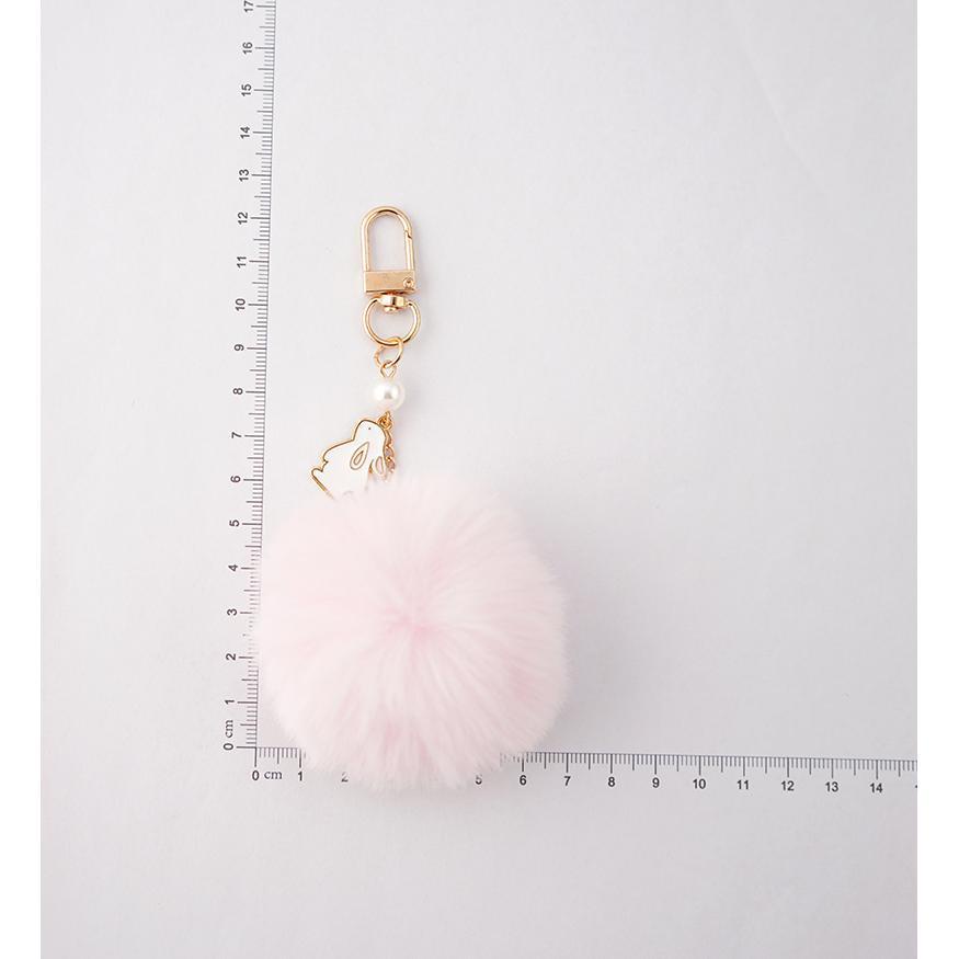 Móc Khóa Cục Bông Hình Thỏ Mặt Trăng Dễ Thương Dành Cho Cặp Đôi