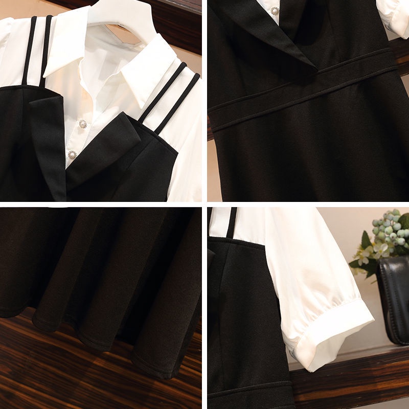 Đầm Sơ Mi Giả Hai Lớp Dáng Chữ A Tay Phồng Cổ Bẻ Màu Sáng Thời Trang Mùa Hè Cho Bạn Gái