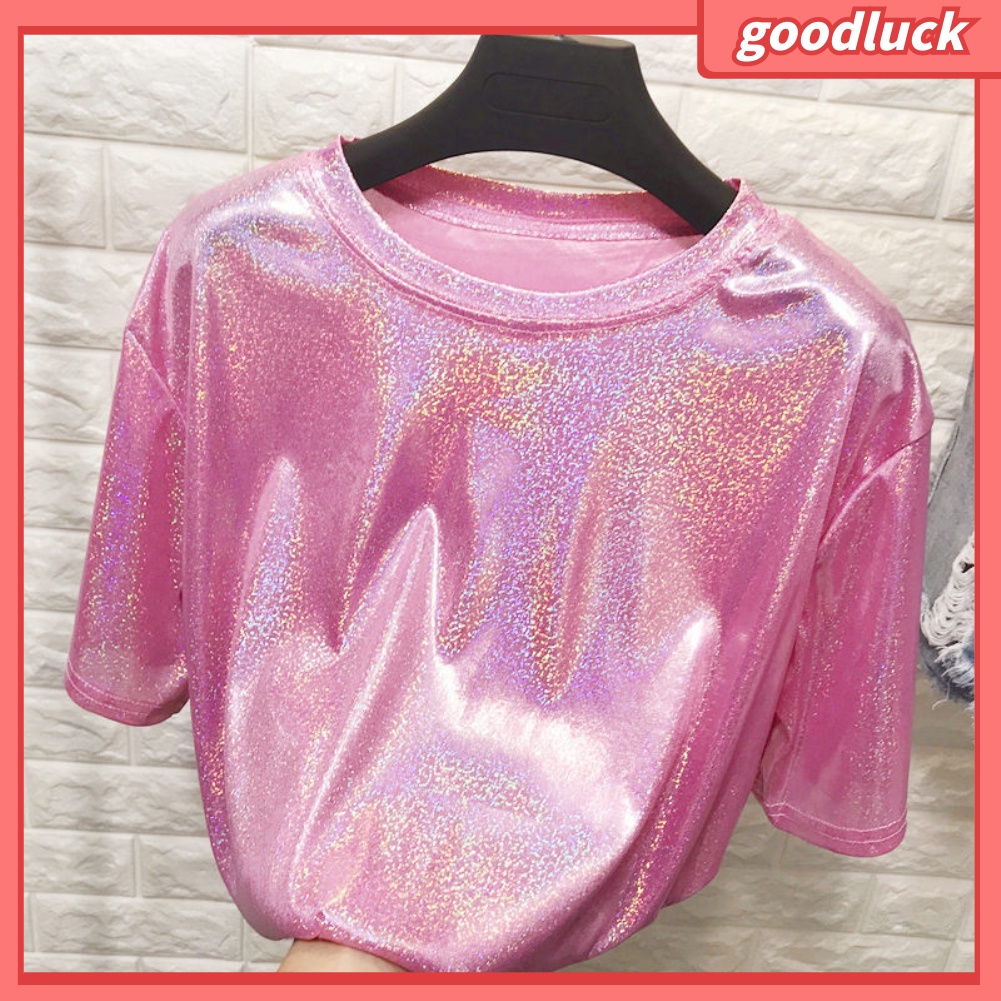 Áo Thun Tay Ngắn Cổ Tròn Màu Sắc Đơn Giản Cho Nữ