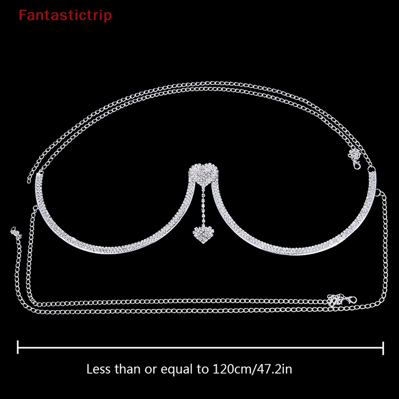 [Fantastictrip] Dây Xích Đeo Ngực Đính Đá Hình Trái Tim Gợi Cảm Hỗ Trợ Đeo Bikini Đi Tiệc Tùng Cho Nữ