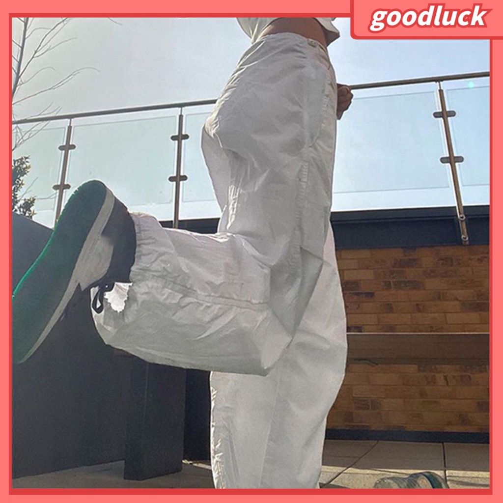 [ULK] Quần Túi Hộp Ống Rộng Lưng Thấp Dây Rút Mặc Hàng Ngày Cho Nữ