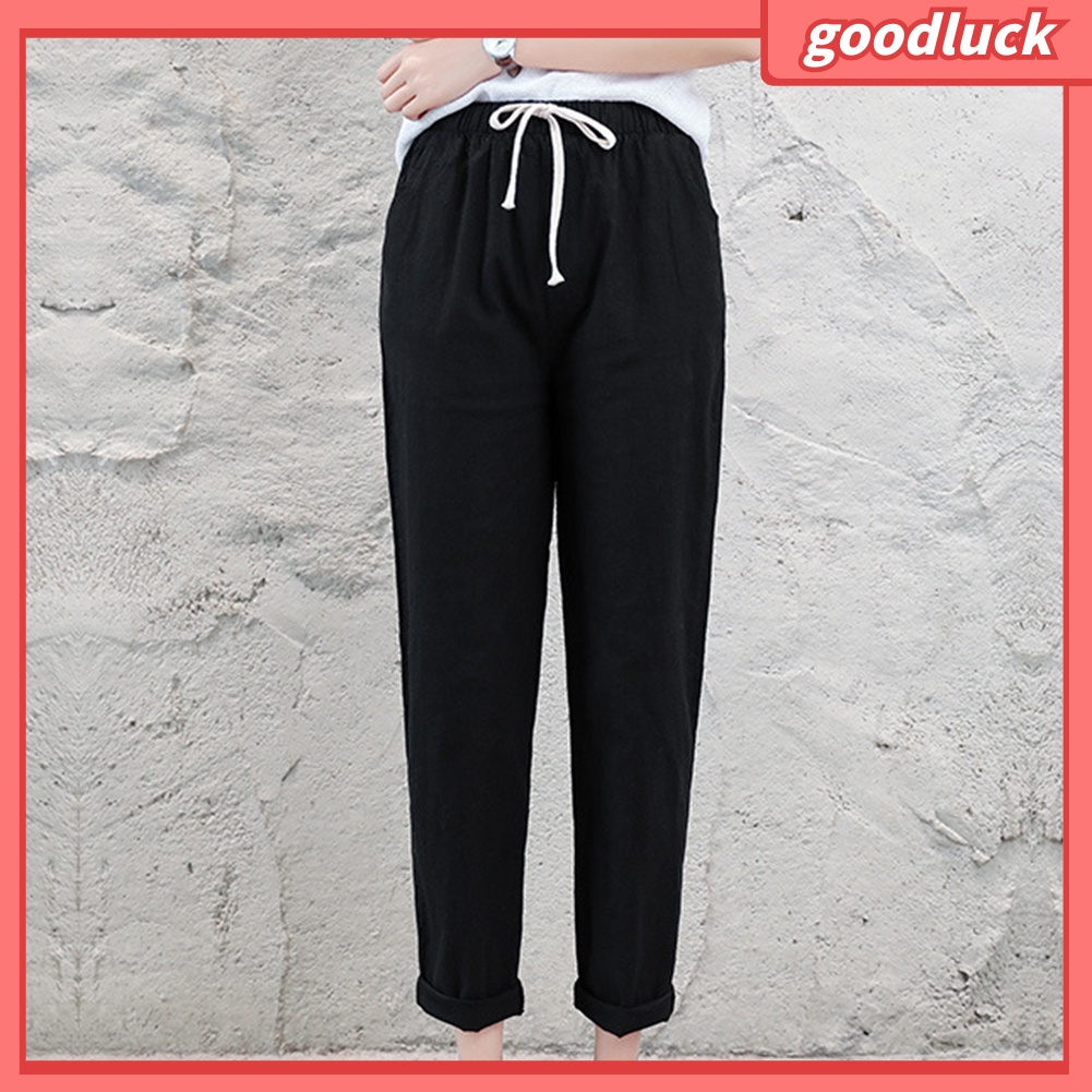 Thắt Lưng Dây Rút Bằng Cotton Co Giãn Màu Trơn Dành Cho Nữ