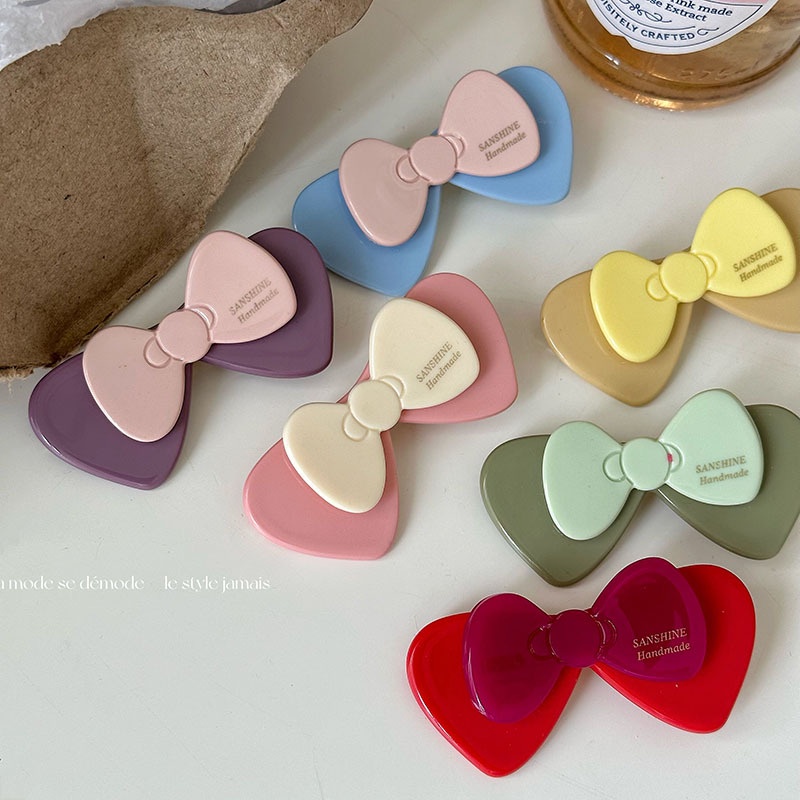 Kẹp Tóc Hình Nơ Màu Vàng Phong Cách Hàn Quốc Dễ Thương Cho Nữ