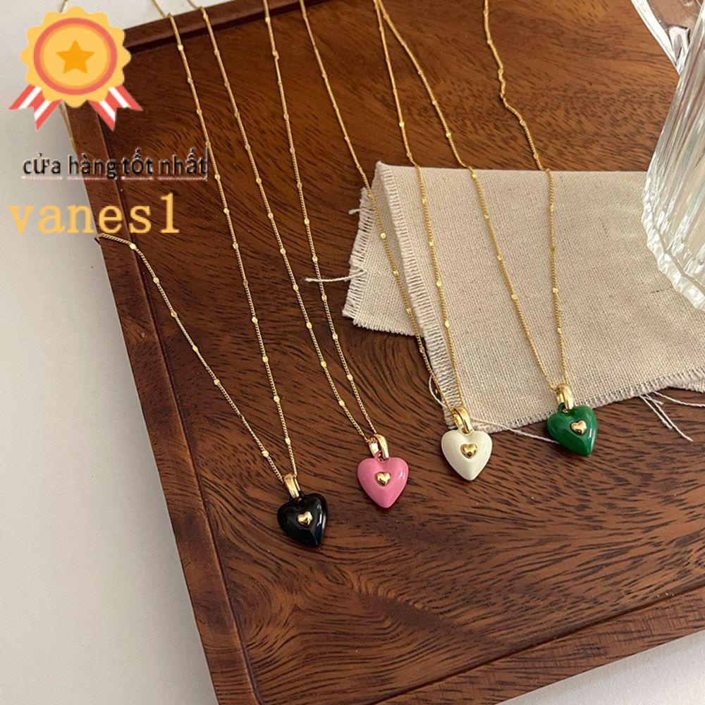 Vòng Cổ Choker Mặt Trái Tim VANES1 Bằng Đồng Tráng Men Thanh Lịch Sáng Tạo Phong Cách Hàn Quốc Dành Cho Bạn
