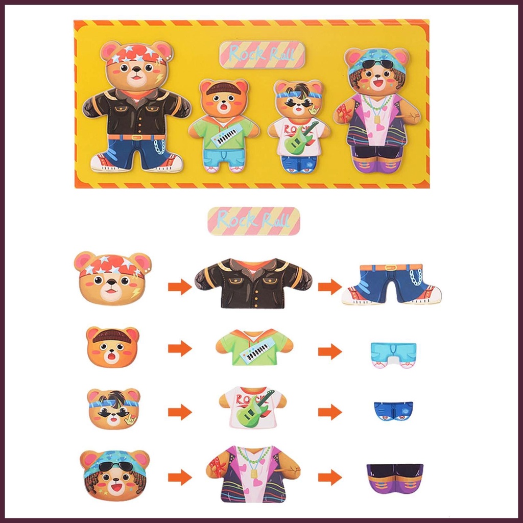 Bộ Đồ Chơi Xếp Hình Gấu Mặc Đồ Cho Gia Đình