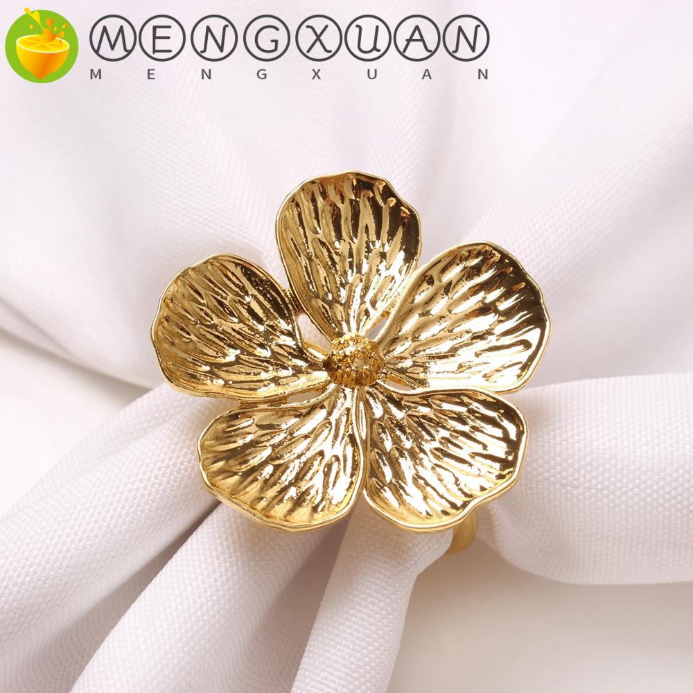 4 / 6 Vòng nhẫn giữ khăn ăn hình hoa may mắn trang trí bàn tiệc tiện lợi