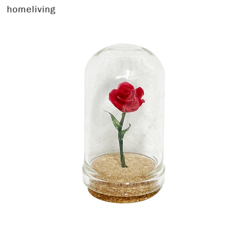 1 Mô Hình Hoa Hồng Nhỏ Bằng Kính Trang Trí Nhà Búp Bê