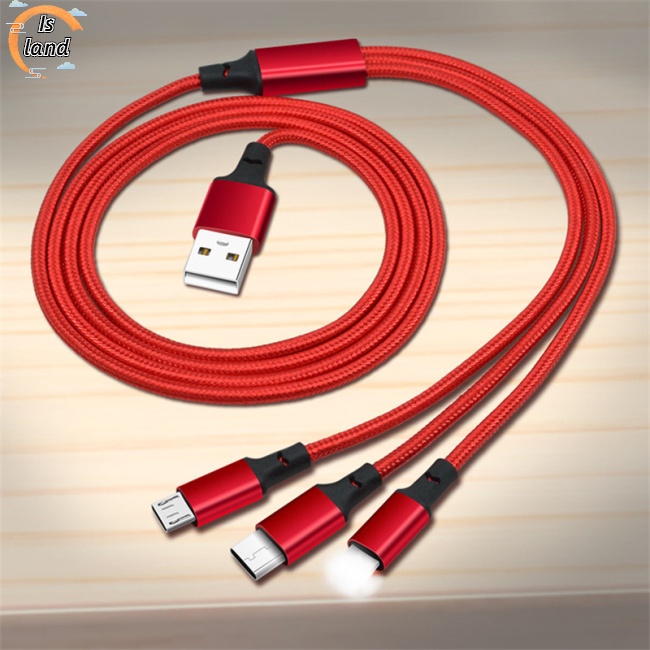 Dây Cáp Sạc Nhanh 2a Lõi Đồng 3 Trong 1 Chống Trầy Dành Cho Điện Thoại Di Động