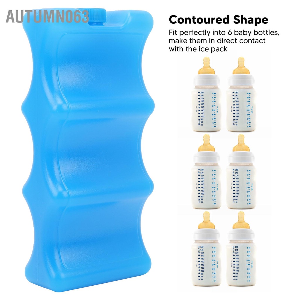 Autumn063 2 Túi Đá Sữa Mẹ Hình Đường Viền Màu Xanh Hộp Có Thể Tái Sử Dụng Cho Đi Làm