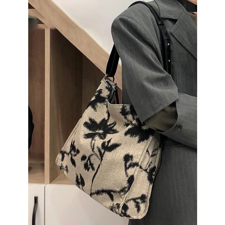 Túi Xách Đeo Vai Vải Jacquard Cỡ Lớn Thời Trang Nữ Sành Điệu