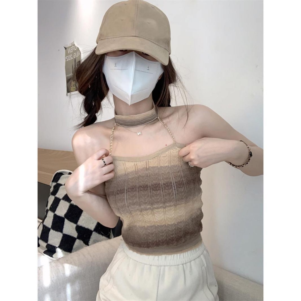 Áo Hai Dây Ôm Dáng Phối Dây Xích Quyến Rũ Thời Trang Mùa Hè Cho Nữ