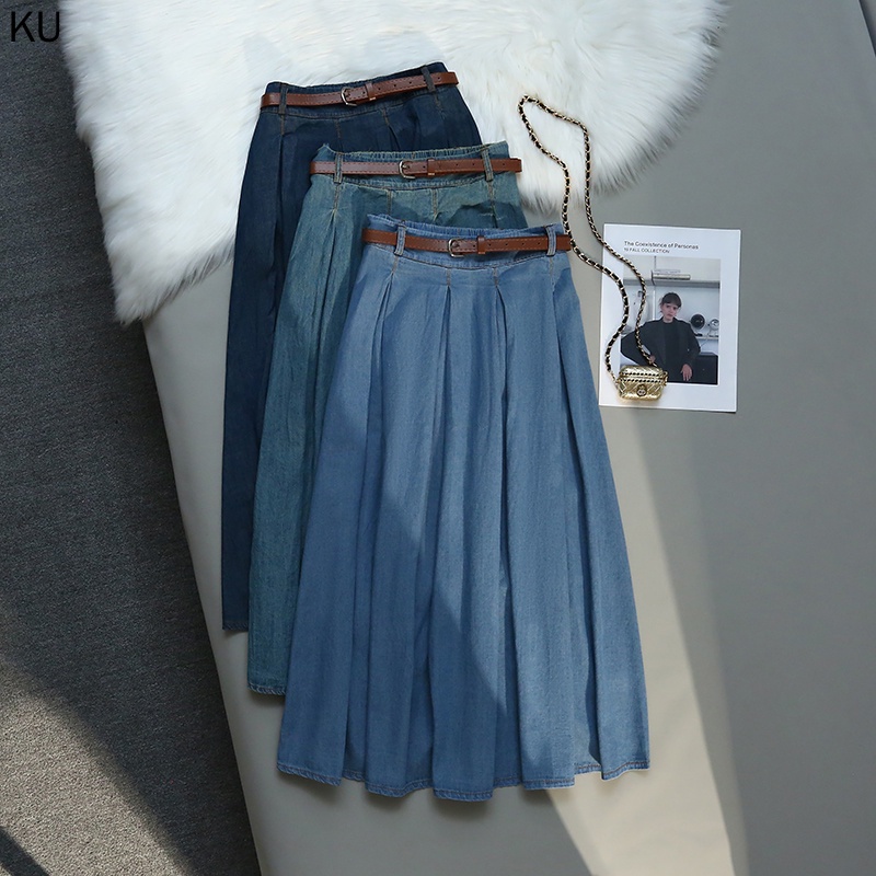 Chân Váy Denim Mỏng Lưng Cao Co Giãn Thời Trang Mùa Hè Hàng Mới 2023