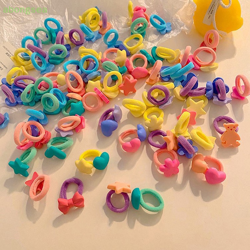 1 Bộ Dây Buộc Tóc Co Giãn Màu Kẹo Ngọt Ngào Dễ Thương Cho Bé Gái