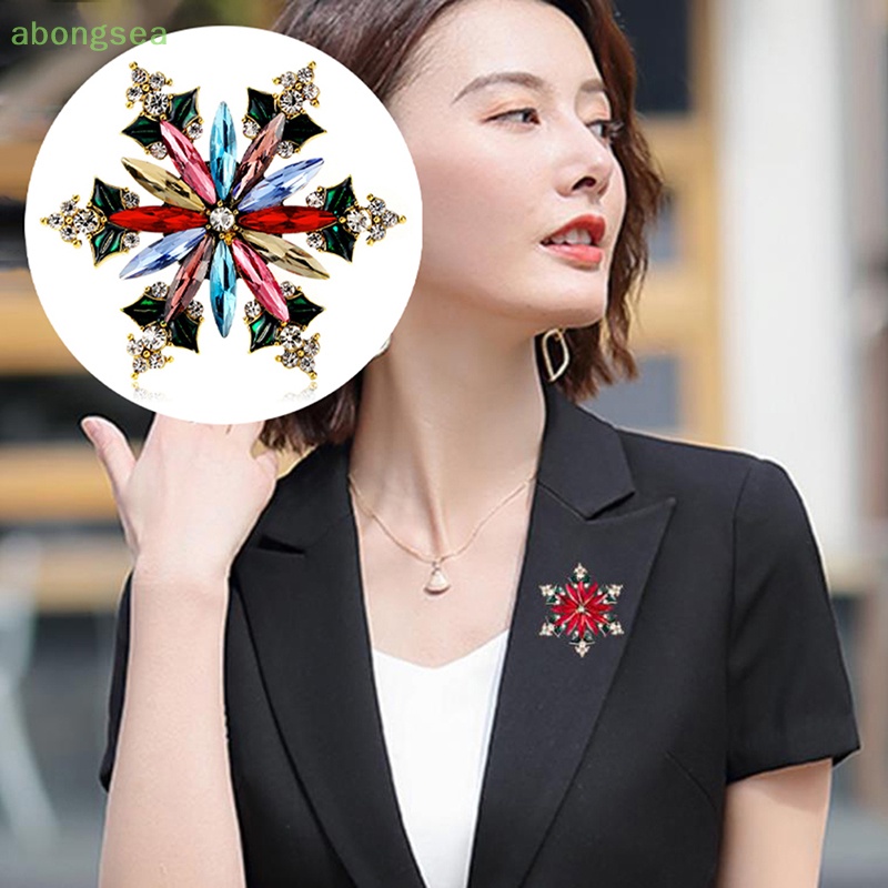 Ghim Cài Áo Hình Bông Tuyết Đính Đá Nhân Tạo Thời Trang