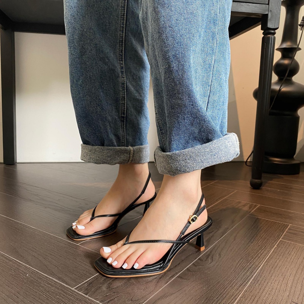 Sandal Cao Gót Mũi Vuông Thiết Kế Mới Thời Trang Mùa Hè 2023 Dành Cho Nữ