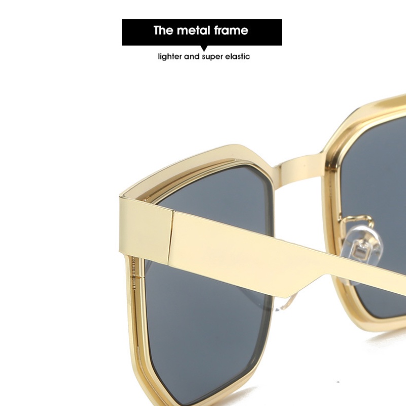 Kính Mát Gọng Vuông Kim Loại Phong Cách Punk Cho Nam Và Nữ