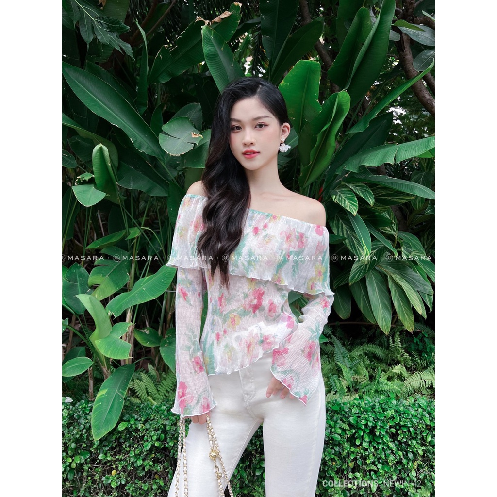 ÁO TƠ HOA DẬP VẠT XÉO TRỄ VAI CHẤT LIỆU TƠ DẬP NHÚNG MỀM MẠI, VẺ ĐẸP DỊU DÀNG NỮ TÍNH.
