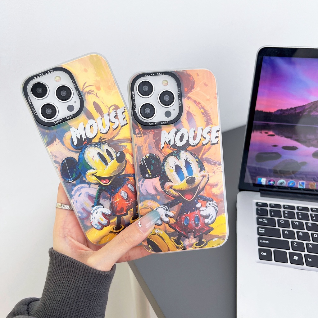Ốp Điện Thoại TPU Silicon Mềm Trong Suốt Họa Tiết Chuột Mickey Hai Mặt Cho iPhone 14 13 12 11 PRO MAX