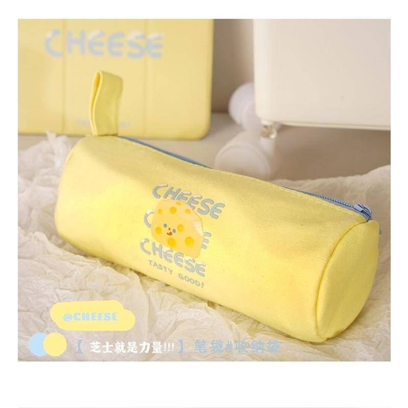 Túi Đựng Bút Màu Trơn Đơn Giản Sức Chứa Lớn Kiểu Phô Mai Và Phô Mai Nhật Bản