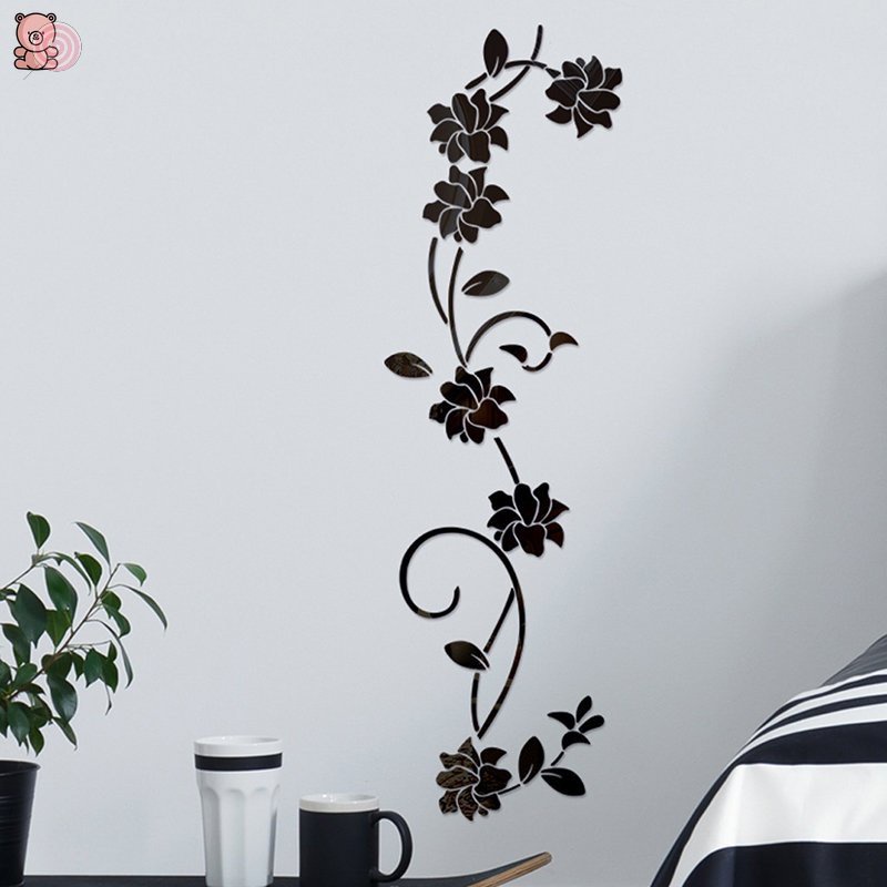Gương Dán Tường Trang Trí Nội Thất 100X30CM 3 Màu Tùy Chọn DIY HSU