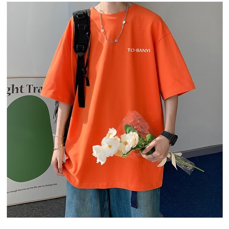 Áo Thun Tay Ngắn Dáng Rộng In Chữ Phong Cách Hàn Quốc Thời Trang Cho Nam Size M-5XL