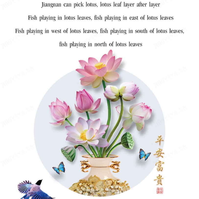 Miếng Dán Tường Hình Lọ Hoa 3D Phong Cách Trung Quốc Trang Trí Phòng Khách