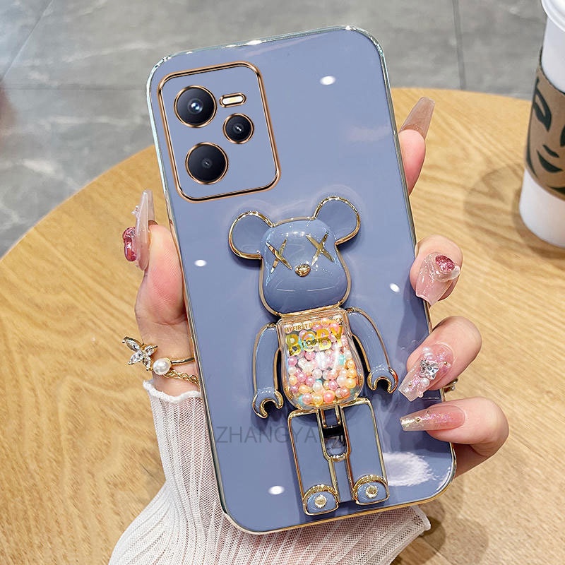 Ốp lưng Realme c35 Ốp Điện Thoại TPU Silicon Mềm Mạ Điện Xoay 3D Có Giá Đỡ Hình Gấu Kẹo Cho Realme c35