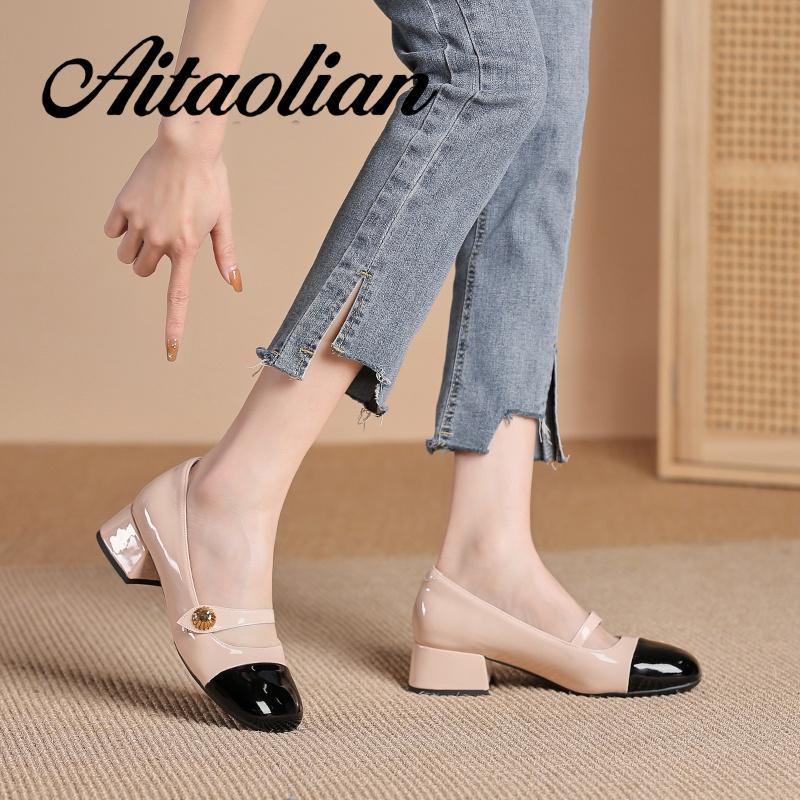 Giày Cao Gót 4cm Chất Liệu Da Bóng Phong Cách Thời Trang lolita Dành Cho Nữ