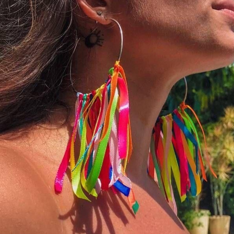 Bông Tai Dạng Tua Rua Nhiều Màu Sắc Phong Cách Bohemian