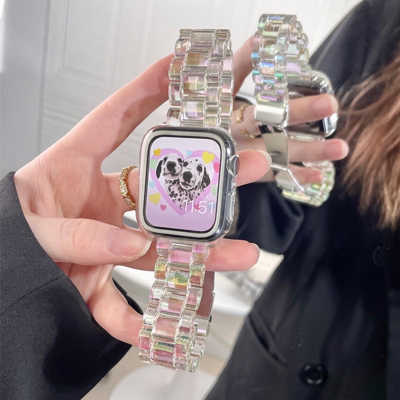 Dây Đeo Bằng Nhựa Màu Laser Cho iWatch Series 8 7 6 5 4 3 2 1 41mm 45mm 44mm 40mm 42mm 38mm
