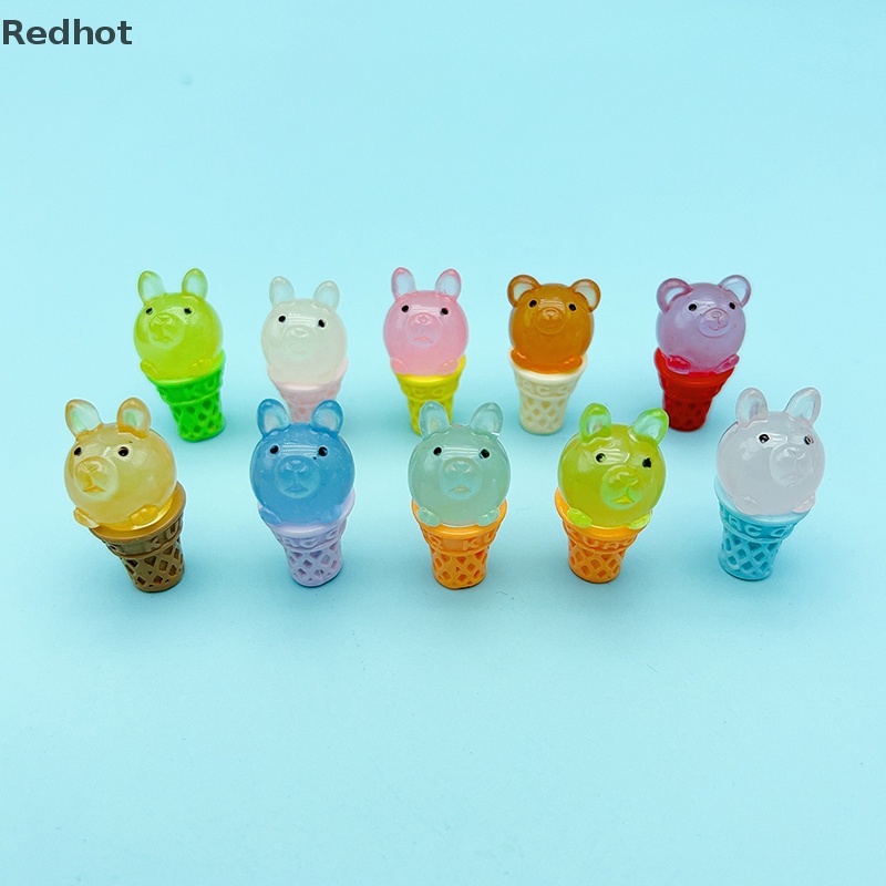 &lt; Redhot &gt; Bộ 2 Búp Bê Trang Trí Tiểu Cảnh Có Hương Thơm Hình Kem Gấu Phát Sáng