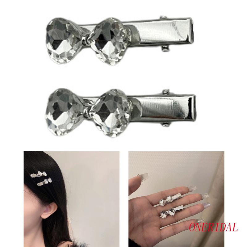 Kẹp Tóc Hình Nơ / Trái Tim Bằng Kim Loại Đính Đá