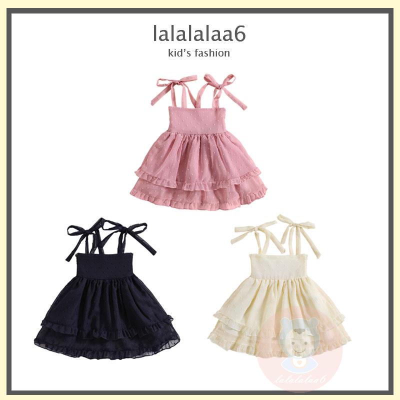 Đầm Dáng Chữ A Viền Bèo Họa Tiết Chấm Bi Thời Trang Mùa Hè Xinh Xắn Cho Bé Gái LAA6-Girls