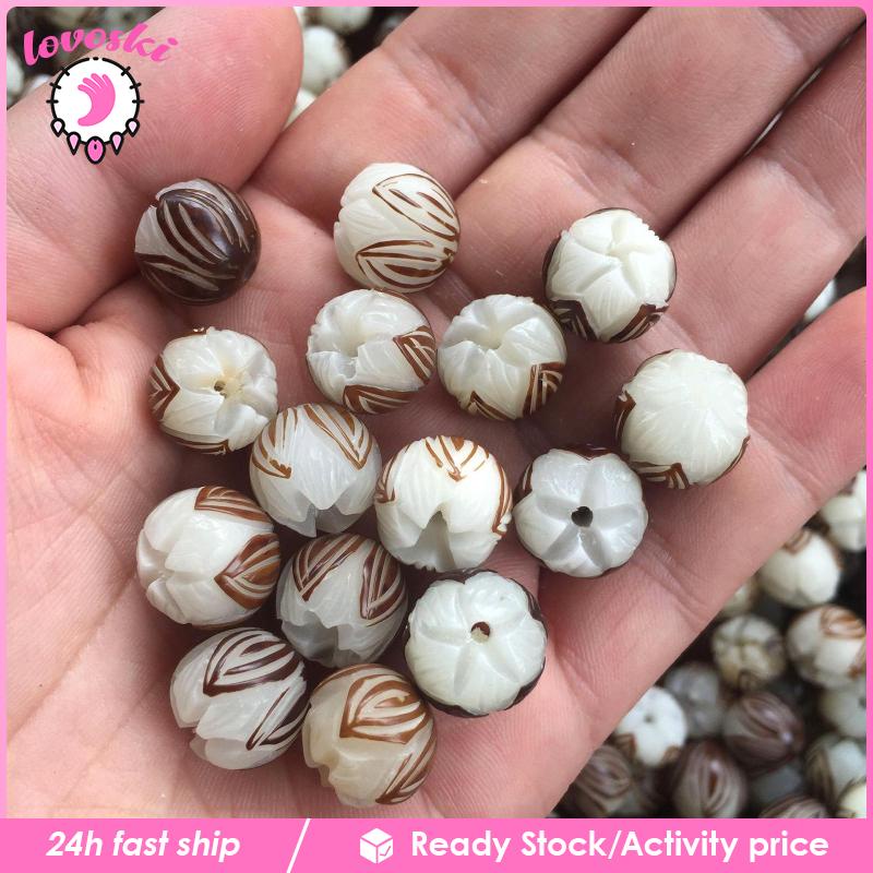 Set 10 Hạt Gỗ Chạm Khắc Làm Móc Khóa / Dây Chuyền