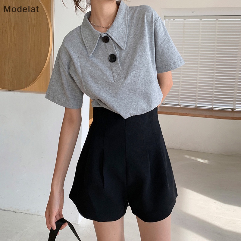 Mfc Quần Short Lưng Cao Dáng Rộng Mềm Mại Màu Trơn Đơn Giản Thời Trang Mùa Hè Cho Nữ