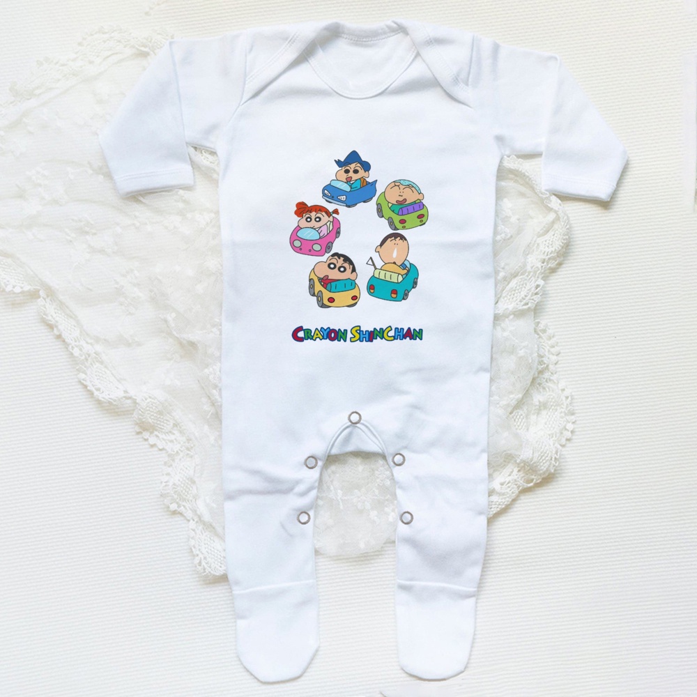 Bộ Áo Liền Quần Ngủ In Hoạt Hình shin chan Dễ Thương Cho Bé Sơ Sinh