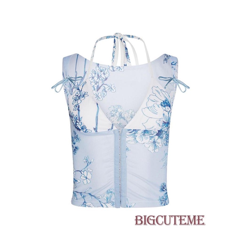 Áo Hai Dây Cổ Chữ V In Hoa Thời Trang Mùa Hè Dành Cho Nữ